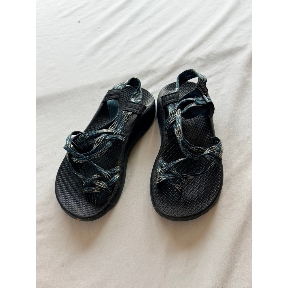 Chaco Z Cloud 2 Sandals Womens Black Blue Multi Strap Toe Loop Hiking Shoes